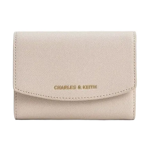 Ví Nữ Charles & Keith CNK Short Wallet With Curved Front Flap Gray White CK6-10770633_OAT Màu Trắng Xám