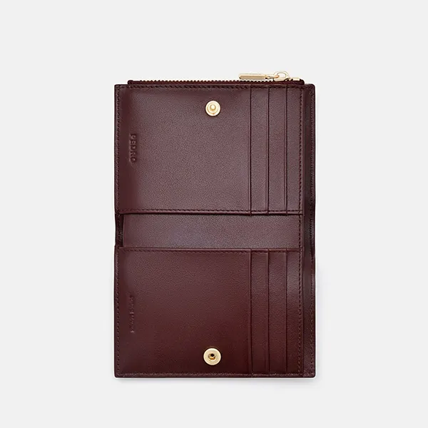Ví Nữ Pedro Leather Bi-Fold Wallet - Wine PW4-15940099_WINE_CP Màu Đỏ