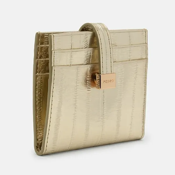 Ví Nữ Pedro Leather Folding Card Holder Gold PW4-25940032-2_GLD.EX Màu Vàng Gold