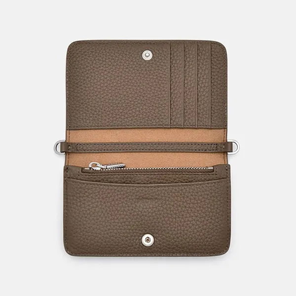 Ví Nữ Pedro Long Folding Wallet Embossed Leather Dark Grey Brown PW4-15940101_DK.TAU Màu Nâu