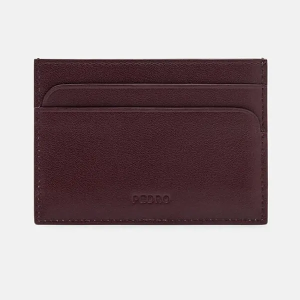 Ví Nữ Pedro Rectangular Card Holder Icon Leather Burgundy Red PW4-25940030_WINE Màu Đỏ Burgundy