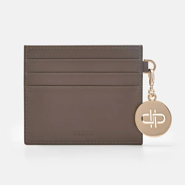 Ví Nữ Pedro Studio Leather Card Holder Grey Brown PW4-25940035_TAUPE Màu Nâu Xám