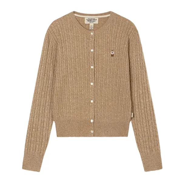 Áo Cardigan Nữ WHOAU Steve High Gauge Wool Cable Cardigan WHCKG1215F Màu Beige