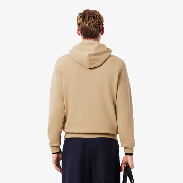 Áo Hoodie Nam Lacoste Nam Men's Cotton Fleece Hoodie SH9839 02S Màu Be Size 4