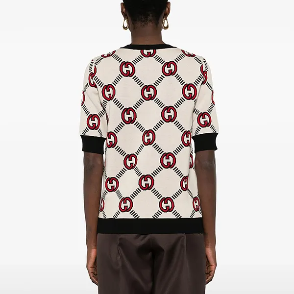 Áo Len Hai Mặt Cho Nữ Gucci Interlocking G Reversible Sweater 678310XKB7T Màu Đen Trắng Size XS