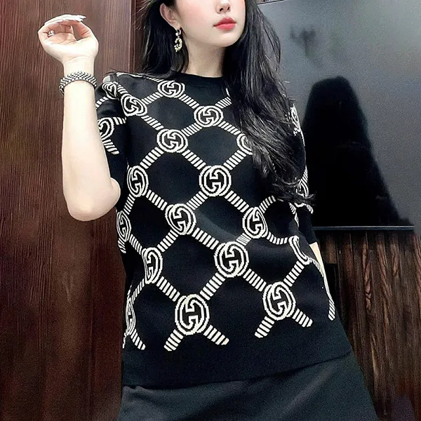 Áo Len Hai Mặt Cho Nữ Gucci Interlocking G Reversible Sweater 678310XKB7T Màu Đen Trắng Size XS