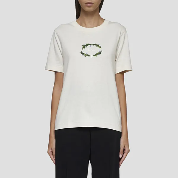 Áo Phông Nữ Burberry White With Logo Printed 8097911 Tshirt Màu Trắng Size S