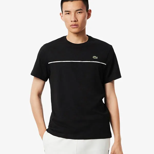 Áo Phông Lacoste Trim Cotton Jersey TH9842 031 Black Màu Đen Size 3