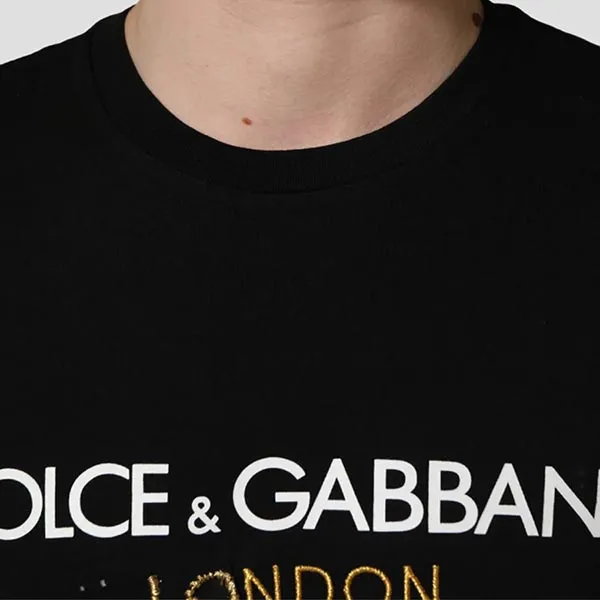 Áo Phông Nam Dolce & Gabbana Black DG London Cotton Crew Neck I8785M FU7EQ N0000 Tshirt Màu Đen Size 46