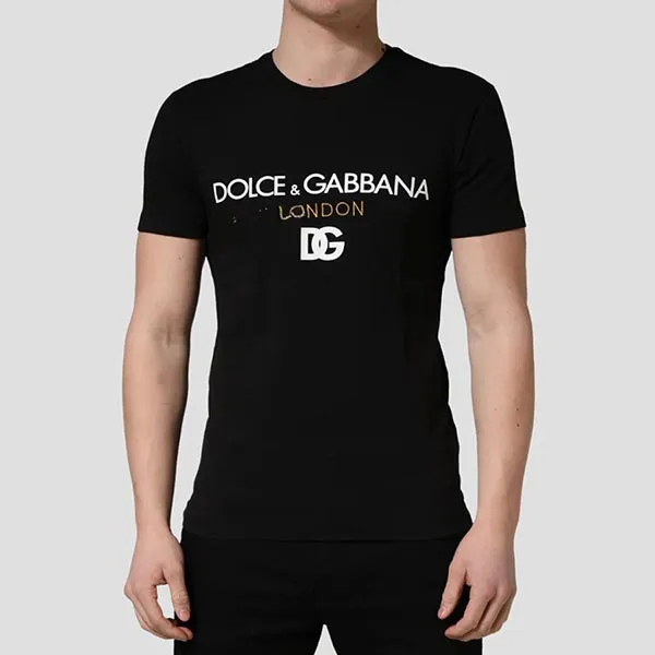 Áo Phông Nam Dolce & Gabbana Black DG London Cotton Crew Neck I8785M FU7EQ N0000 Tshirt Màu Đen Size 46