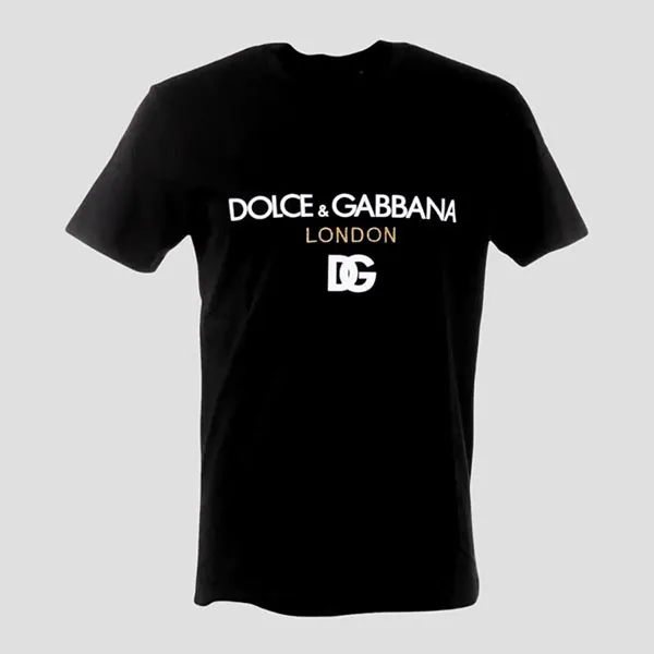 Áo Phông Nam Dolce & Gabbana Black DG London Cotton Crew Neck I8785M FU7EQ N0000 Tshirt Màu Đen Size 46