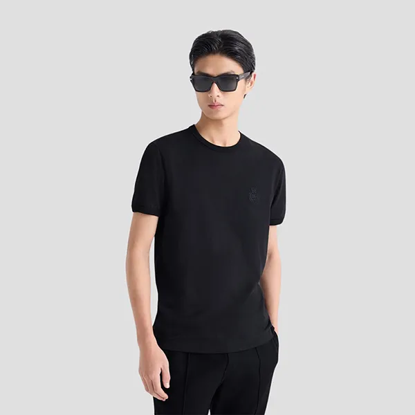 Áo Phông Nam Dolce & Gabbana D&G Black With Embroidered Logo At Chest I8AQ6Z FU7EQ N0000 Tshirt Màu Đen Size 44