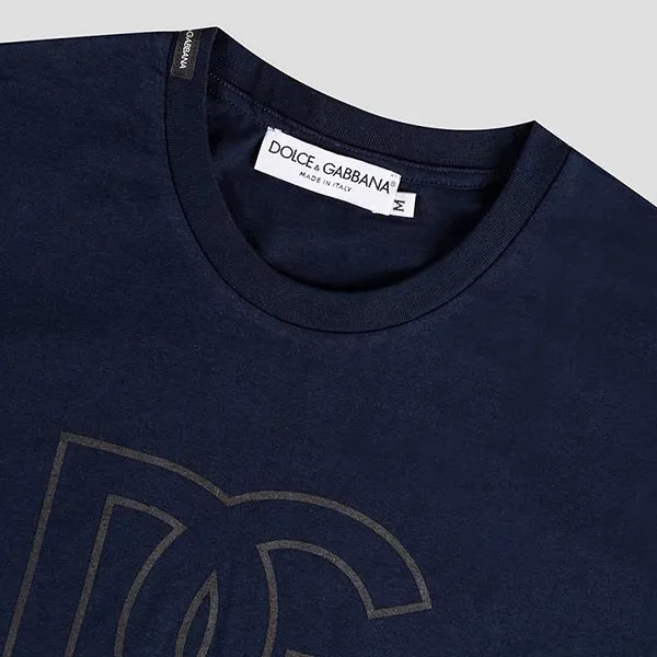 Áo Phông Nam Dolce & Gabbana D&G Dark Blue Cotton DG Logo Printed G8RY9T G7I7J B0665 Màu Xanh Than Size XS