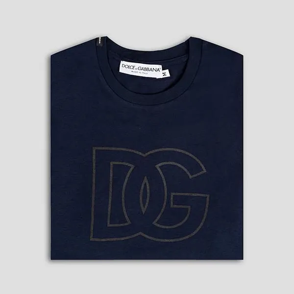 Áo Phông Nam Dolce & Gabbana D&G Dark Blue Cotton DG Logo Printed G8RY9T G7I7J B0665 Màu Xanh Than Size XS