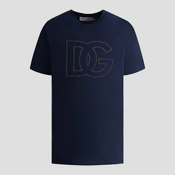 Áo Phông Nam Dolce & Gabbana D&G Dark Blue Cotton DG Logo Printed G8RY9T G7I7J B0665 Màu Xanh Than Size XS