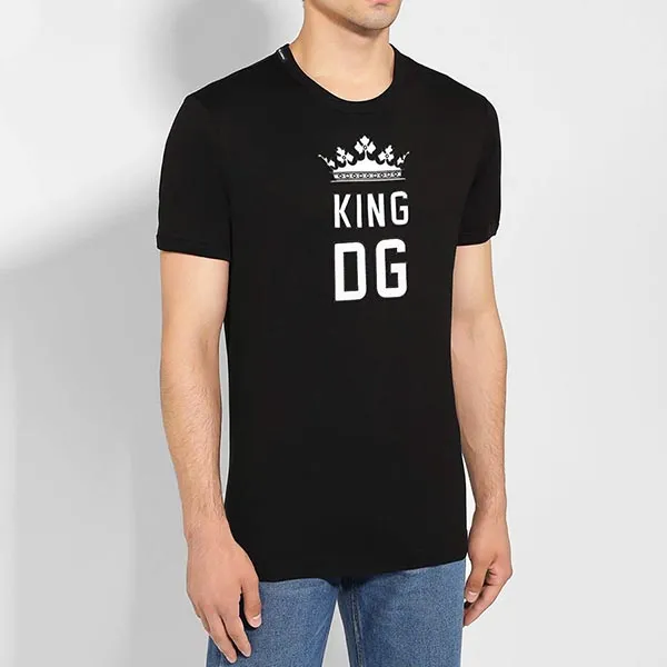 Áo Phông Nam Dolce & Gabbana DG King Print Cotton Tshirt G8JX7Z Màu Đen Size 44