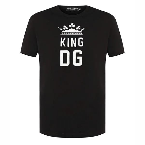 Áo Phông Nam Dolce & Gabbana DG King Print Cotton Tshirt G8JX7Z Màu Đen Size 44