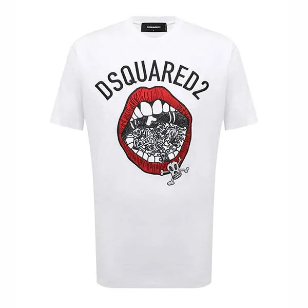 Áo Phông Nam Dsquared2 Graphic-print Cotton S71GD1347 Tshirt Màu Trắng Size XS