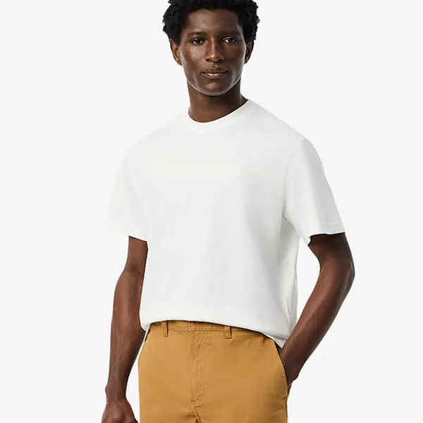 Áo Phông Nam Lacoste Embroidered Cotton T-Shirt TH5949 - 001 Màu Trắng Size 3