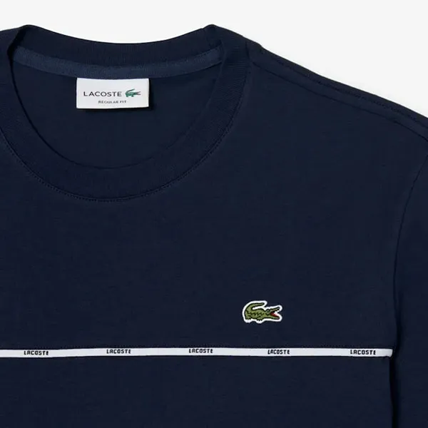 Áo Phông Nam Lacoste Trim Cotton Jersey TH9842 - 166 Navy Blue Màu Xanh Navy Size 3