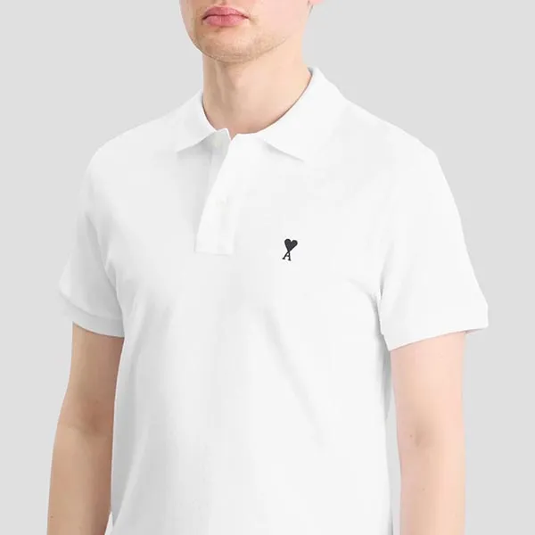 Áo Polo Nam Ami Paris Contrasted Ami De Coeur In White With Logo HPL411.760 Màu Trắng Size S