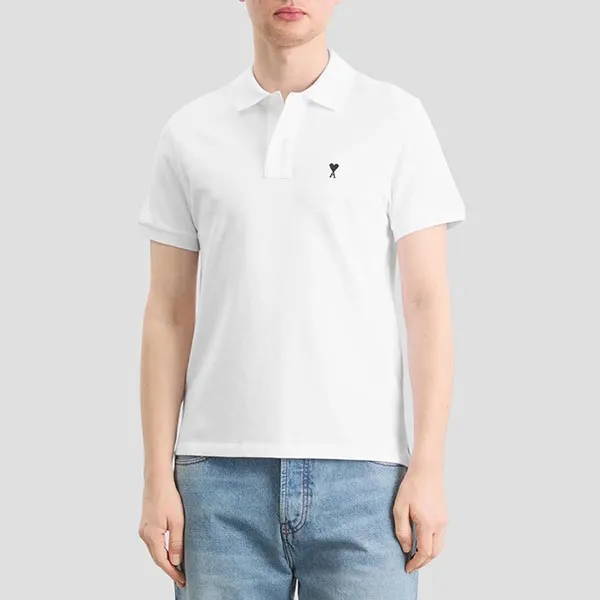 Áo Polo Nam Ami Paris Contrasted Ami De Coeur In White With Logo HPL411.760 Màu Trắng Size S