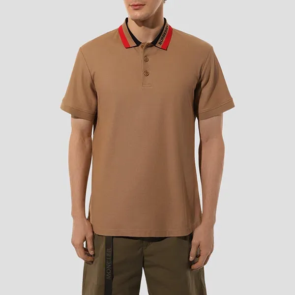 Áo Polo Nam Burberry Edney Black Polo With Logo On The Collar 8083154 Màu Nâu Size XS
