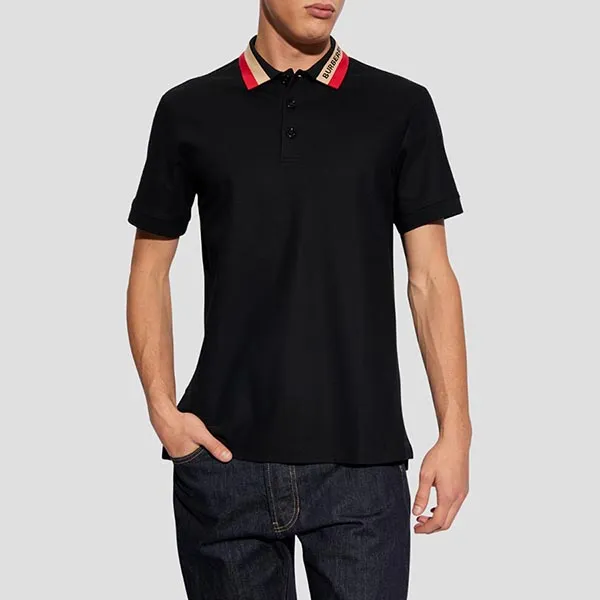 Áo Polo Nam Burberry 'Edney' Camel Polo With Logo On The Collar 8083155 Màu Đen Size XS