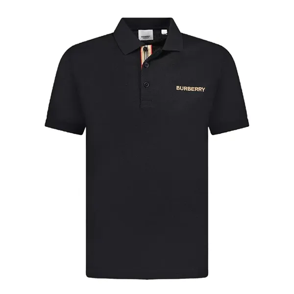 Áo Polo Nam Burberry Hartford Logo Embroidered Polo Shirt In Black Màu Đen Size XS