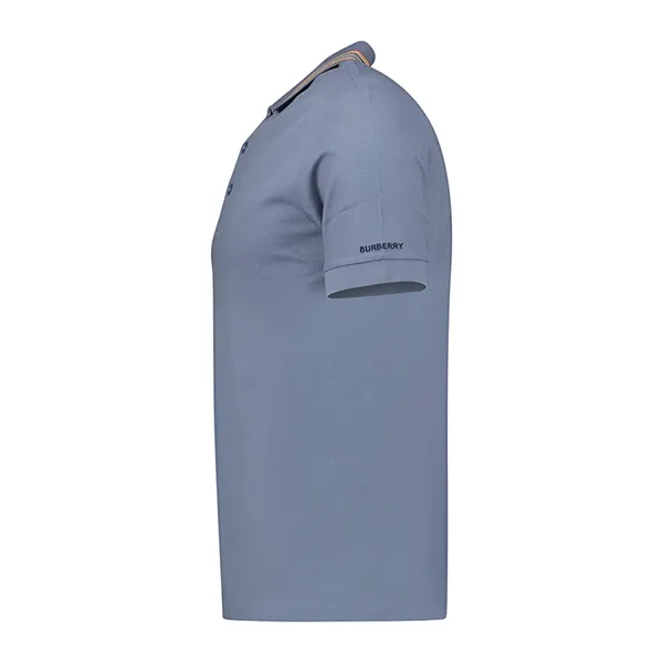 Áo Polo Nam Burberry Hartford Striped Check Blue Màu Xanh Nhạt Size M (Form Ôm 1)