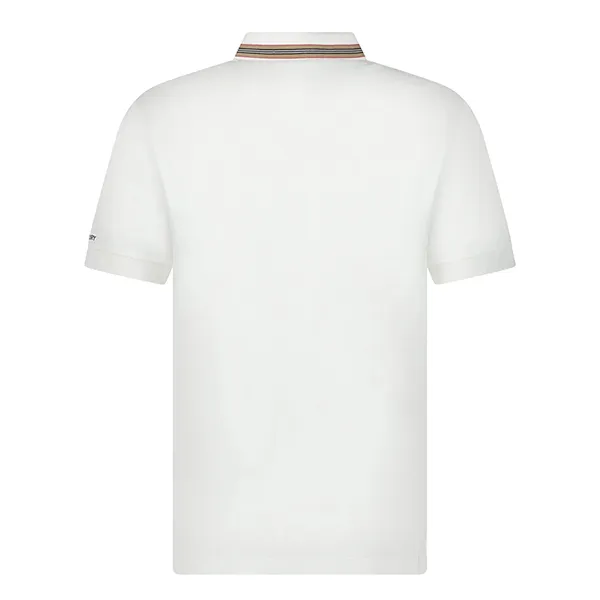 Áo Polo Nam Burberry Hartford Striped Check White Màu Trắng Size M (Form Ôm 1)