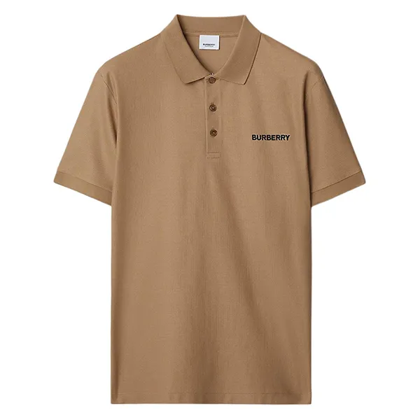 Áo Polo Nam Burberry Men’s SS24 Logo Embroidered Short Sleeve Polo Shirt Camel 80844381 Màu Be Size XS