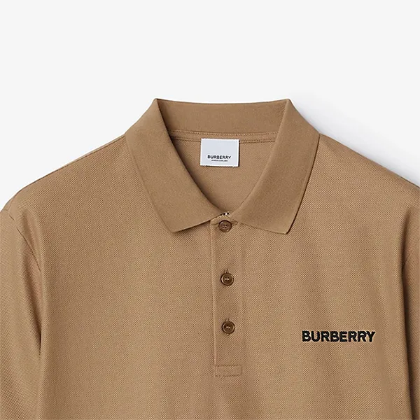 Áo Polo Nam Burberry Men’s SS24 Logo Embroidered Short Sleeve Polo Shirt Camel 80844381 Màu Be Size XS