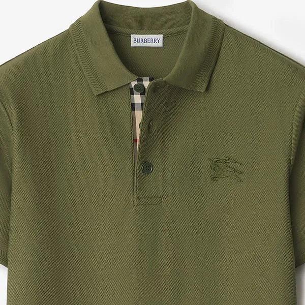 Áo Polo Nam Burberry Slim Fit Cotton Polo Shirt Olive Green 81269321 Màu Xanh Rêu Size XS