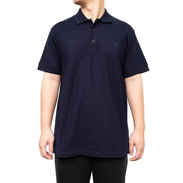 Áo Polo Nam Burberry With Logo Emboirdered Cổ Bẻ Màu Xanh Navy Size S
