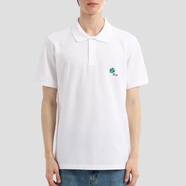 Áo Polo Nam Dior White With Logo Embroidered 683J806A3025 Màu Trắng Size M