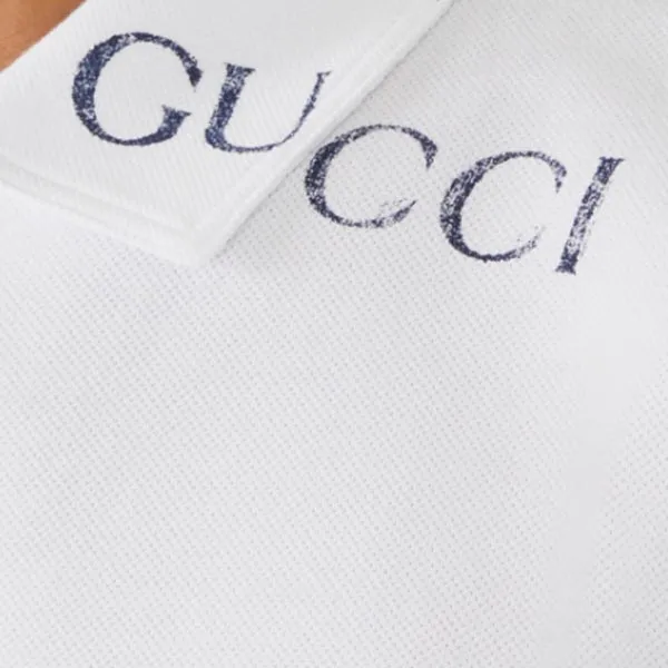Áo Polo Nam Gucci Dropped Shoulder With Logo Print In White 806255/XJG149074 Màu Trắng Size XS