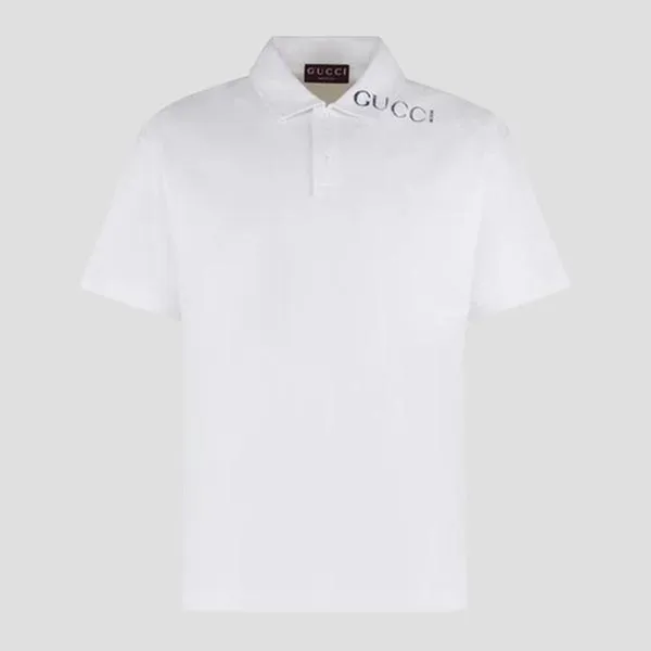 Áo Polo Nam Gucci Dropped Shoulder With Logo Print In White 806255/XJG149074 Màu Trắng Size XS
