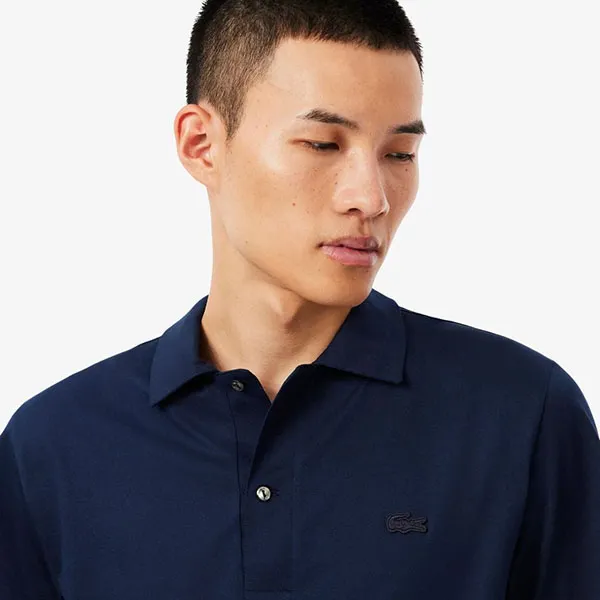 Áo Polo Nam Lacoste Classic Shirt With Open Neckline And Paris Embroidery DH5928 - 166 Màu Xanh Navy Size 3