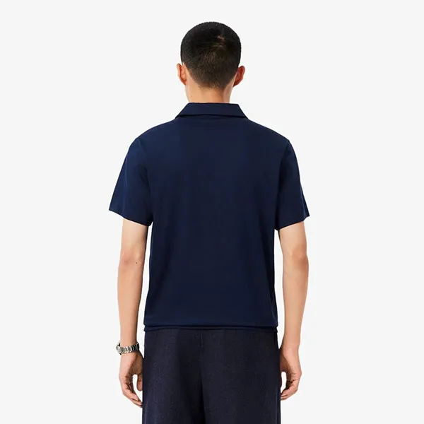 Áo Polo Nam Lacoste Classic Shirt With Open Neckline And Paris Embroidery DH5928 - 166 Màu Xanh Navy Size 3