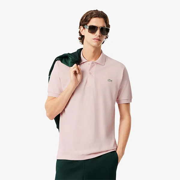 Áo Polo Nam Lacoste Men's Classic Piqué Polo Shirt With Embroidered Pattern PH5465 10 ADY Màu Hồng Nhạt Size 3
