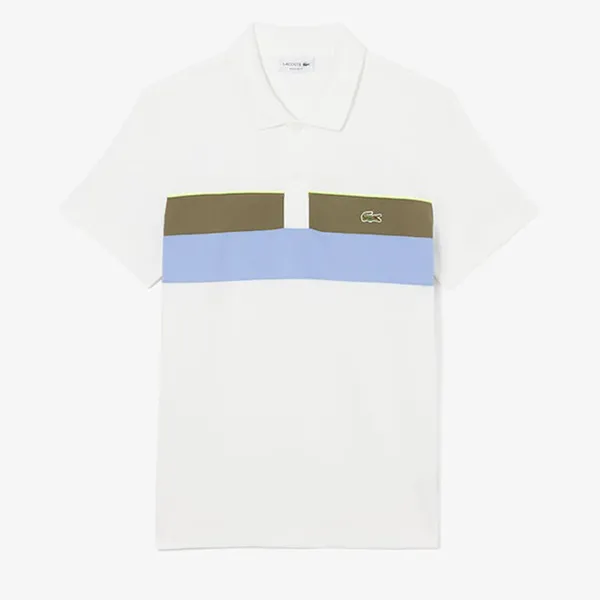 Áo Polo Nam Lacoste Men's Regular Fit Colorblock Petit Piqué Màu Trắng Size 4