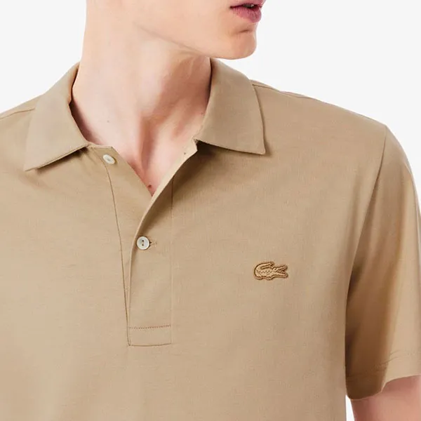 Áo Polo Nam Lacoste Paris Classic Fit Open Neck Embroidered Beige DH5928 51 - 02S Màu Be Đậm Size 3