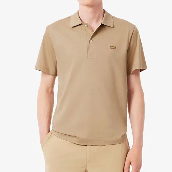 Áo Polo Nam Lacoste Paris Classic Fit Open Neck Embroidered Beige DH5928 51 - 02S Màu Be Đậm Size 3