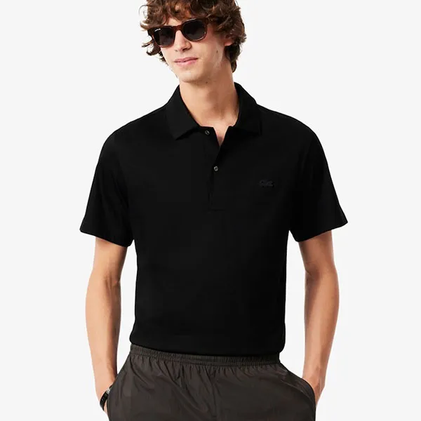 Áo Polo Nam Lacoste Paris Classic Fit Open Neck Embroidered Shirt DH5928 - 031 Màu Đen Size 3