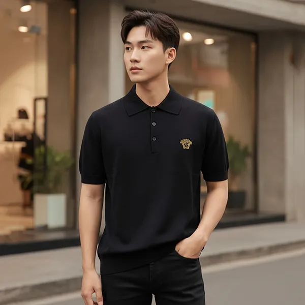 Áo Polo Nam Versace Cashmere 10190330 1A13913 1B000 Màu Đen Size 44
