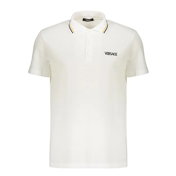 Áo Polo Nam Versace Check 1011851 1A14049 1W000 Màu Trắng Size XS