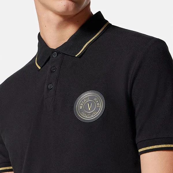 Áo Polo Nam Versace V-Emblem Polo Shirt E74GAGT08-ECJ01T_EG89 Màu Đen Size S