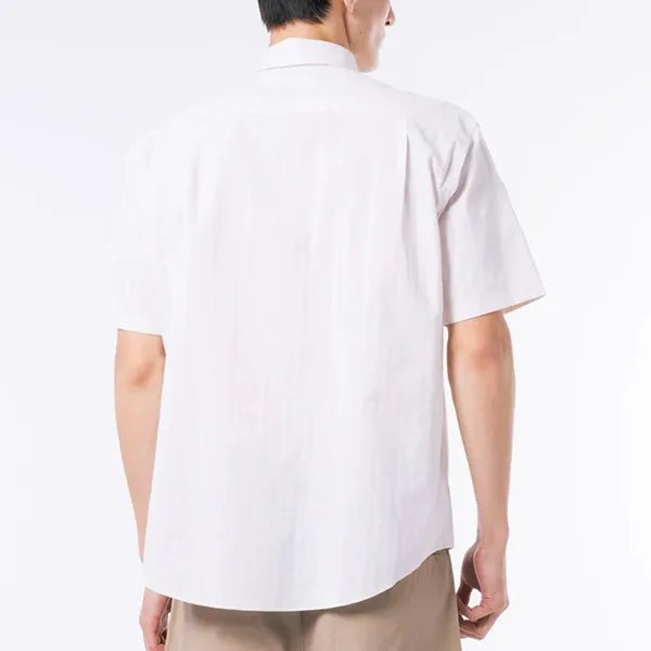 Áo Sơ Mi Cộc Tay Nam Lacoste Monogram Print Jacquard Chambray Oxford Shirt CH4730 - ACZ Màu Ghi Size 41