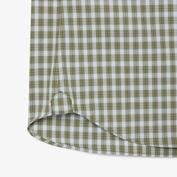 Áo Sơ Mi Cộc Tay Nam Lacoste Plaid Short Sleeve Shirt With Collar Buttons CH0744 - IC3 Màu Xanh Green Size 38